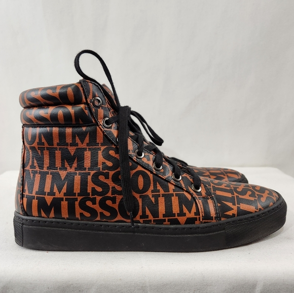 MISSONI 65th Anniv All Over Print High Top Leather Sneaker Made Italy 40 EU 7 US - Picture 2 of 11
